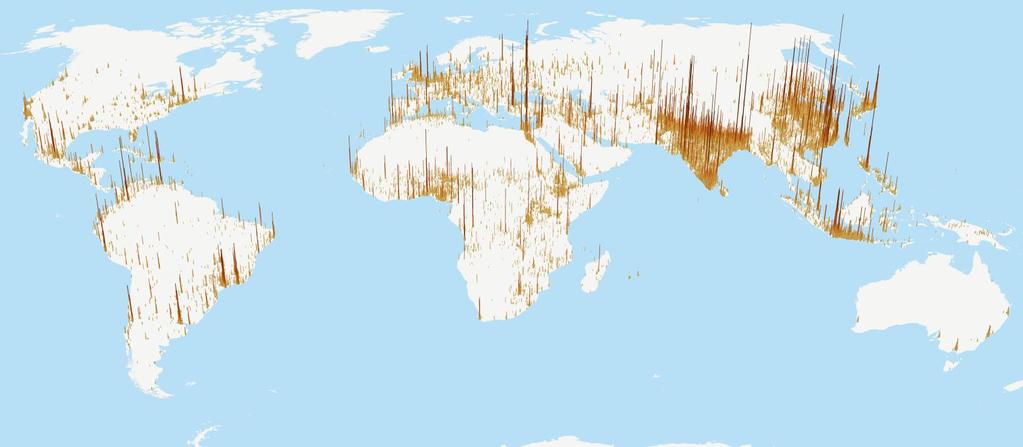 POPULATION DENSITY 1km2 grid cell Source: Economic