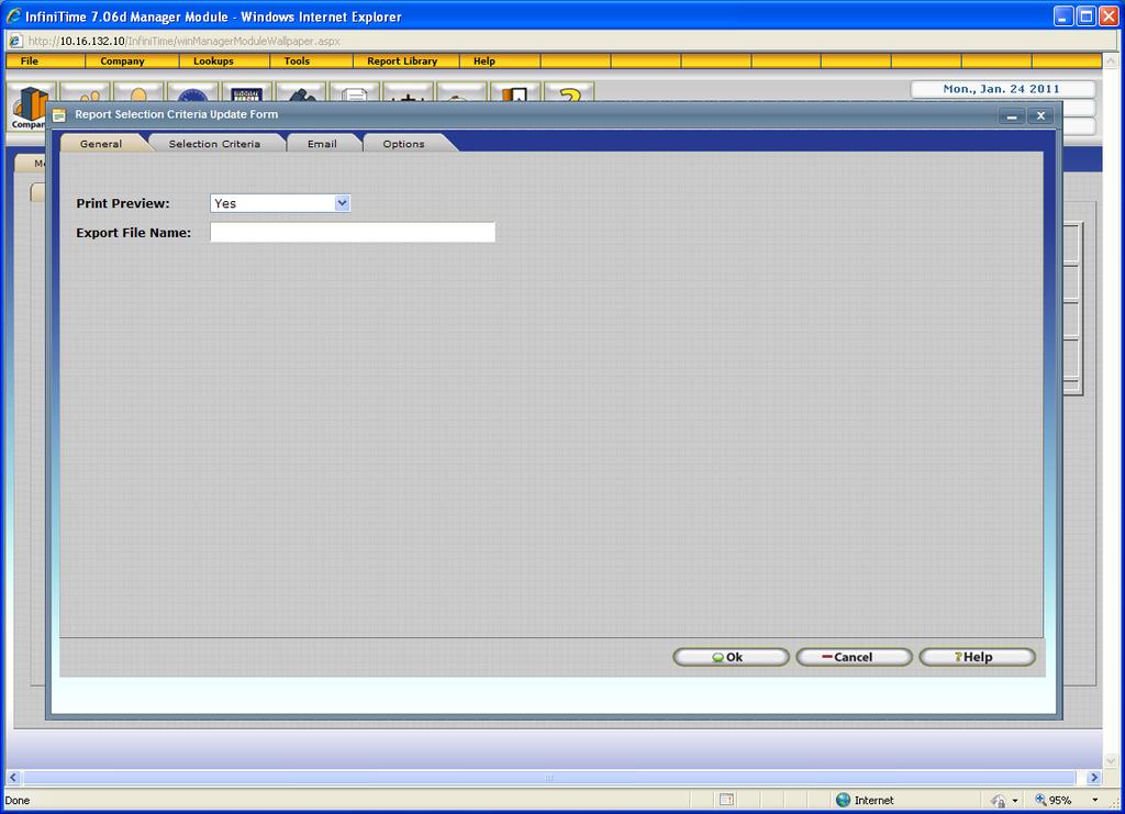 Option Default Value Description Based On: Task is used to select employees.