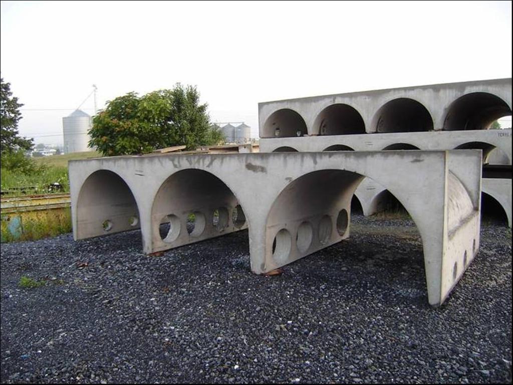 Concrete: Terre Arch Terre Arch 26 (TA26) 4 connected arches Each arch: 26 tall x 52 wide Total size: 8 x 19 x 32 238 cf