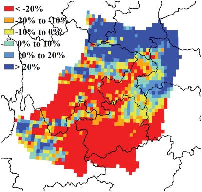 According to the spatial NDVI patterns and profiles, winter wheat condition is below average in western Chongqing, western Guizhou, parts of western Hubei, Hunan, and especially in eastern Sichuan