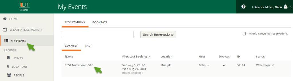 2. How to Update a Reservation Click My Events