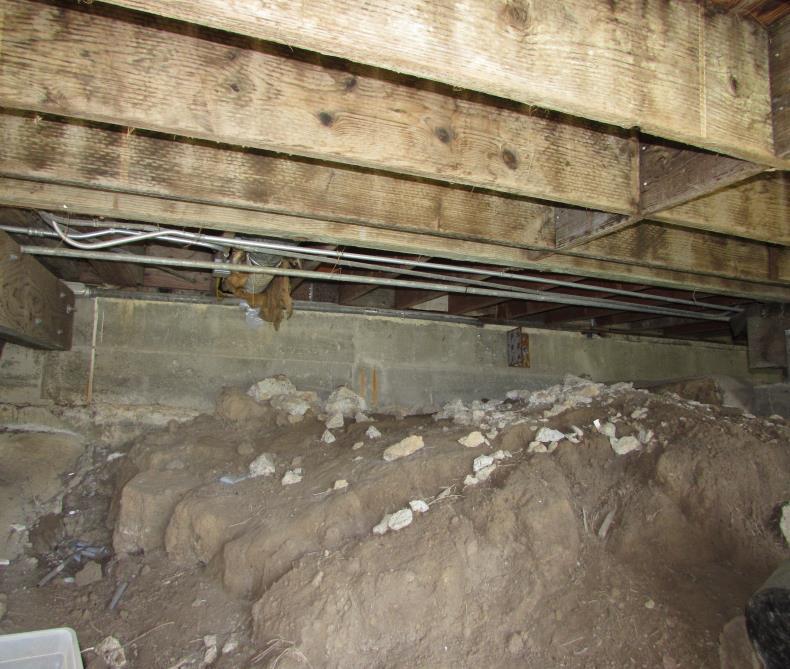 Page 10 11. A mechanical duct has ripped insulation around the duct that is exposed under the exterior deck.
