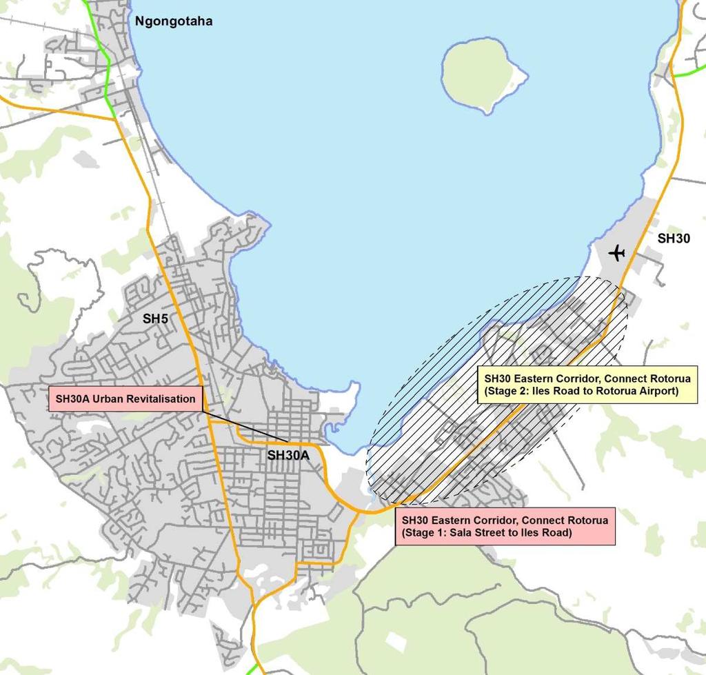 Bay of Plenty Regional Council 77 SH33/30 Intersection Improvement SH5 Barnard Rd to SH5/36 Intersection Safer Corridor SH30 Eastern Corridor, Connect Rotorua (Stage 2: Iles Road to Rotorua Airport)