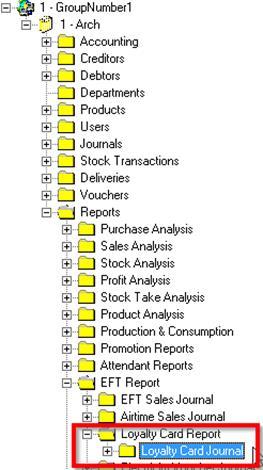 Reporting Loyalty Card Report in Arch Tree To view a log of all the OneOne Infinity Loyalty transactions the user