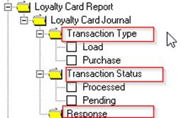 The user will have to go to the Arch Tree > Reports > EFT Report > Loyalty Card Report In the journal Transaction