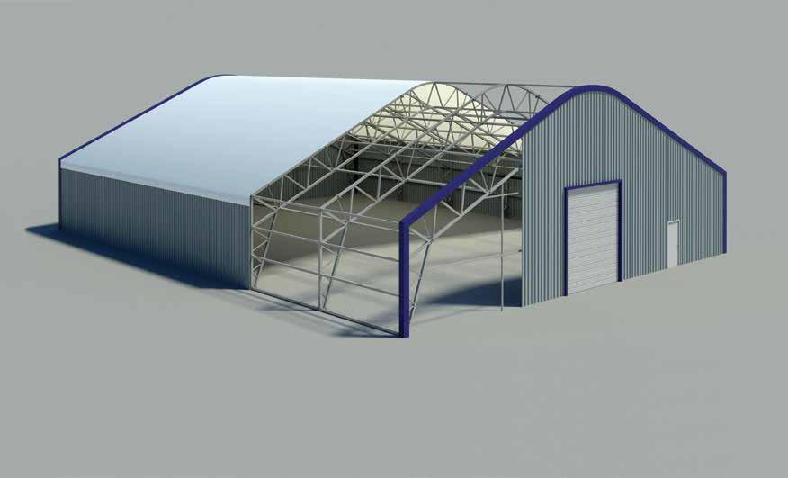 Steel Siding Truss TM Sidewall Girt HDPE Roof Endwall Frame Purlin Steel Roll Up Door Guard-All steel framed fabric structures can be outfitted with Guard-Wall enclosure systems.