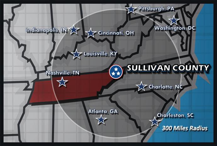 Norfolk Southern and CSX provides Class I Rail Access to Sullivan County Tri Cities Regional Airport provides commercial and cargo air services We have available prepared sites with access to airport