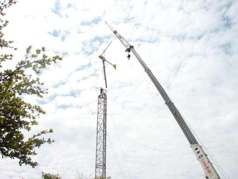A large crane raised the wind