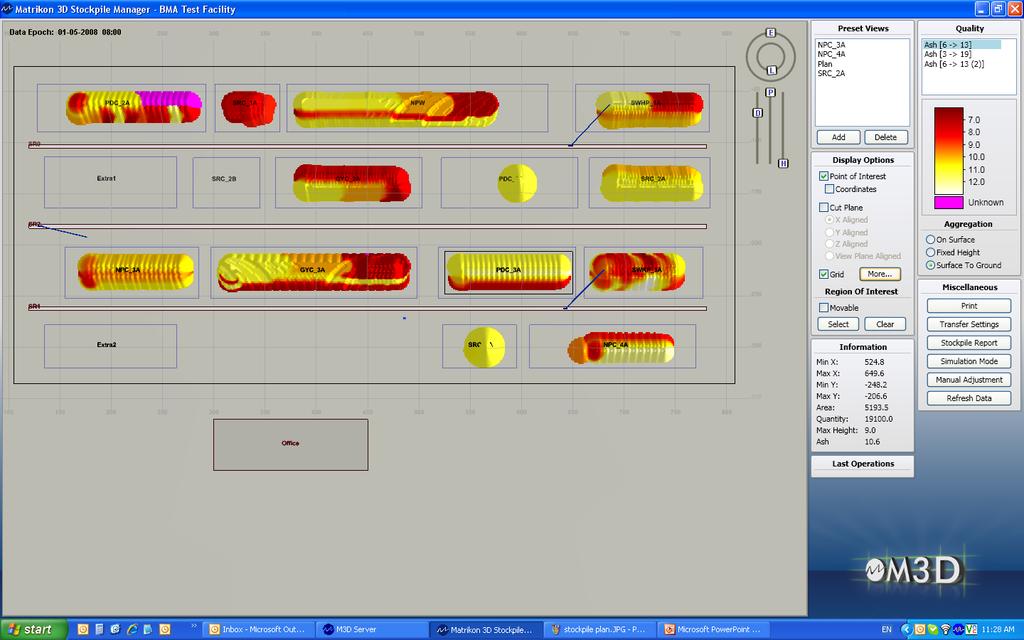 Matrikon 3D Stockpile Manager Precise 3D visibility of stockpile layout, mass and quality distribution.