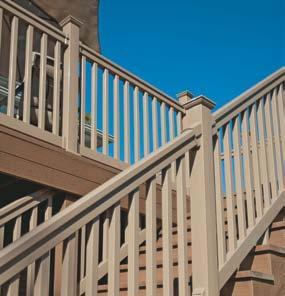 Tam-Rail is a patented triple-layer railing system, adding code-approved strength and striking beauty to decks, porches and stairs with no metal inserts in the 6- and 8-foot sections.