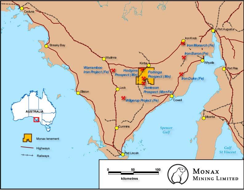 During May and June this year, Monax completed a RC percussion drilling program comprising eight traverses (44 holes) at the Jamieson Tank Prospect and 4 separate holes at the Pollinga Prospect.