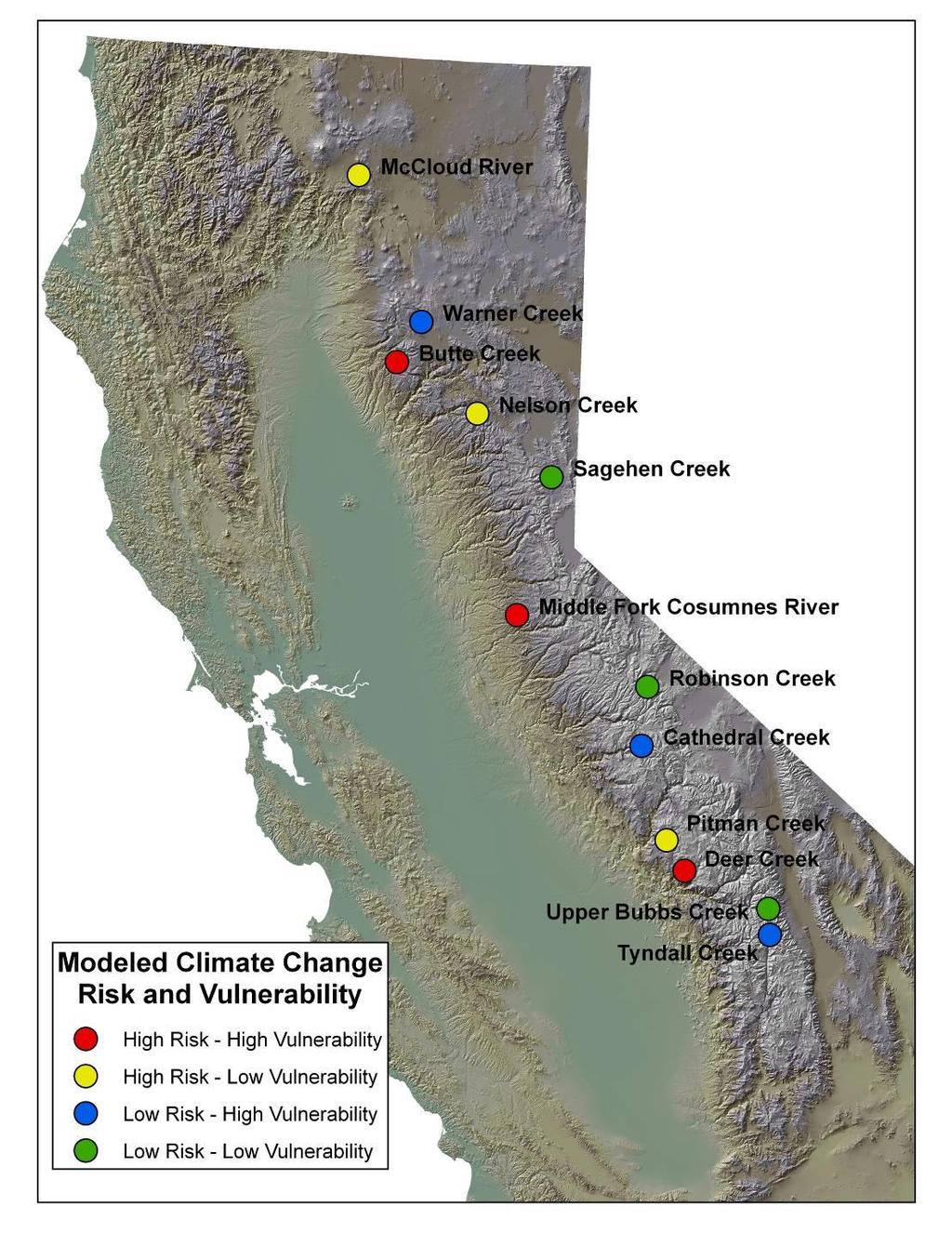 12 catchments 24 streams total (tributary site nested in each catchment) Sentinel Monitoring Network for Sierra Nevada: from 2010-2015 so far >1200-3600 meter elevation range 17 in 7 National Forests
