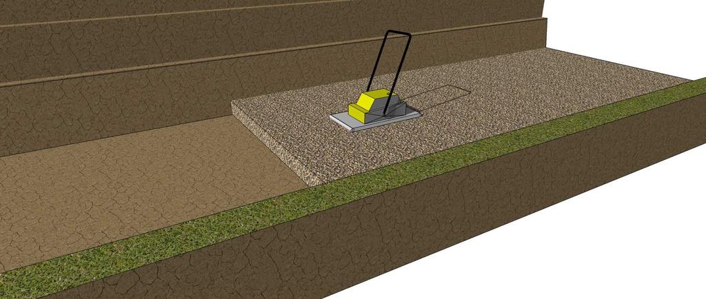 excavation cut lines and slopes etc. The width of the base leveling pad should be the depth of the block and or extender(s) on the first course plus 6" (152mm) front and back.