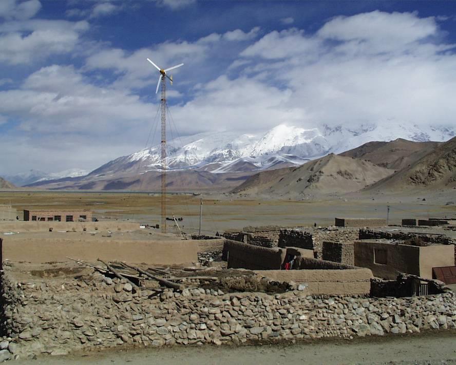 SUBAX, XINJIANG, CHINA (HYBRID SYSTEM) Small community of 60 homes in a very remote part of Western China. Power system consists of wind, PV, diesel generator, and a battery bank.