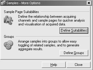 8. Open More Options menu and define the Sample Page Suitabilities.