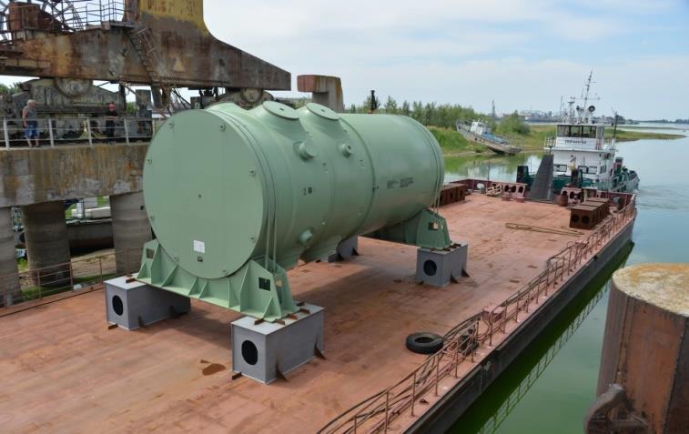 In 2014 the reactor body was transferred from Izhora plant to special jetty in Volgodonsk.