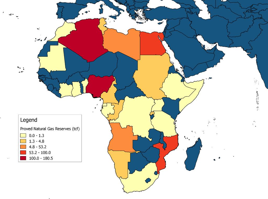 Proven Natural Gas Reserves in Africa (2015) So