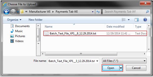 13) Select the Browse... button to search for the batch text file to be loaded to the CGDP Portal DPP system. In the following example, the highlighted button is the Browse.