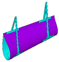 Solid modeling of Liners, used to protect the blade and composite caps. Solid modeling of strap for lifting the blade.