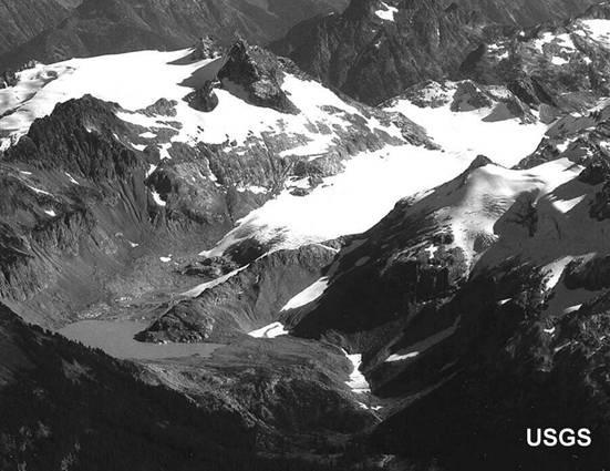 Cascade Glacier, 1928 (top) and 2000 (right) Photos