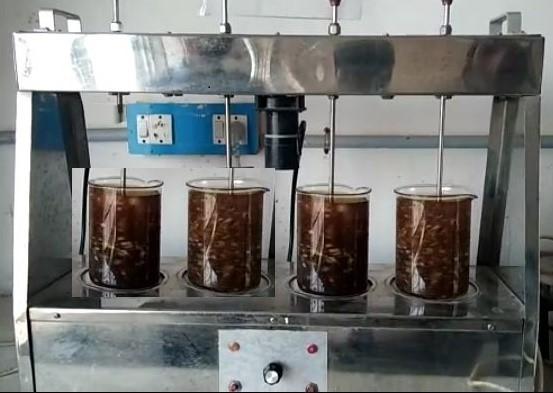 removed for total dissolved solids and turbidity also. Leachate having before and after treatment of TDS is 46.88 mg/l and 18.3 mg/l. Figure 5. coagulation process in jar test apparatus III.