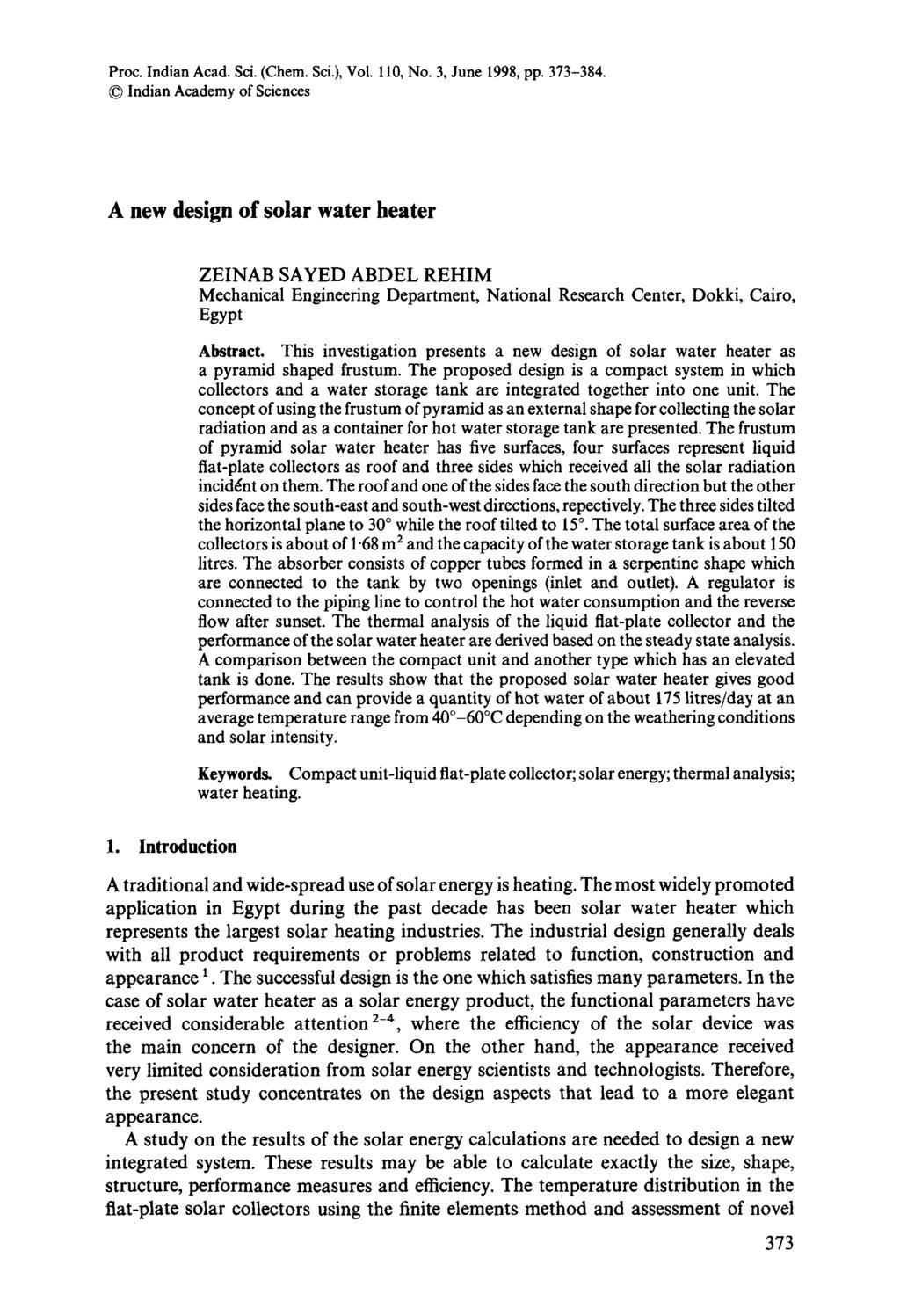 Proc. Indian Acad. Sci. (Chem. Sci.), Vol. 110, No. 3, June 1998, pp. 373-384.