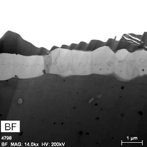 Figure 3 shows the presence of an approximately one micron thick layer of alumina on the surface of a
