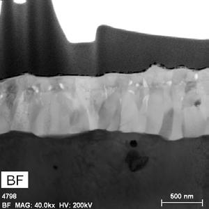 Fig. 4. Alumina layer formed on the surface of APMT plate after pre-oxidation treatment in air at 1050 C for 8 h at the production plant.