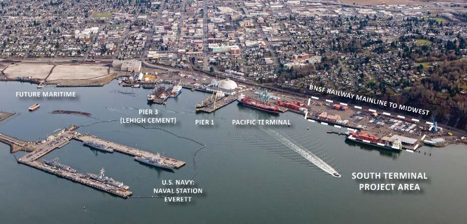 The project area has direct access to BNSF s mainline and can be accessed by truck using Terminal Avenue, with connection to I-5 via the West Marine View Drive truck route or State Route 529 (Everett