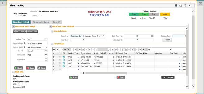 21 Smart Operations 2.3.5 REVIEW TIMESHEET This enables the user to manage all open work by navigating to the user s Time Tracking screen, where he can view all the jobs he has been working on.