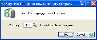 Lesson 9 - Accessing Tasks from Your Desktop 2 Select the company to open the task in. 3 Click OK. The task opens in the selected secondary company.