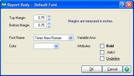 Lesson 13 - Defining Formats for Standard Reports 4 Select Body > Font to define font, size and style settings for the body of the report. 5 Select Bitmaps > Header or Background to add a bitmap.