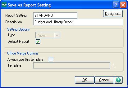 Lesson 15 - Creating a Report Setting 3 In the Save As Report Setting window, in the Description field, type the description for the report setting you are saving.