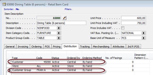 Note: If an item includes a definition for a customer which is set up with both the types Customer and Customer Group the more specific record is used.