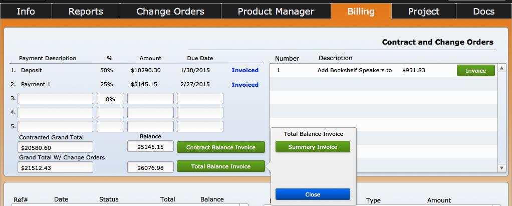 Total Balance Line Item Invoice If you are using line item invoices, you can create a invoice with the Total Balance Invoice button that will invoice the