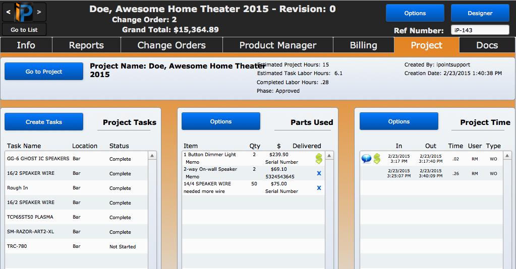 The Project tab of the Sales Order screen gives you a quick glimpse of what s going on with your project.