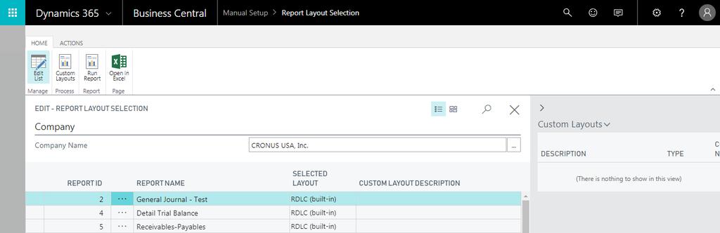 Report Layout The report layout page provides the user with the ability to create and save custom reports.