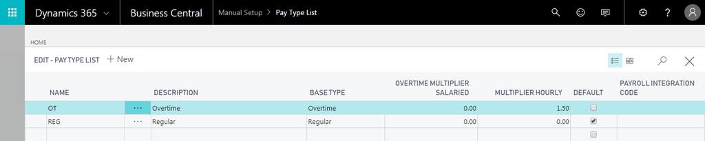 Pay Type The pay type setup allows you to configure multiple pay rules for different overtime and shift time scenarios.
