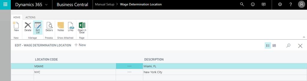 Wage Determination Location Wage determination location standards, also known as prevailing wage, can be setup using the wage determination location setup page.