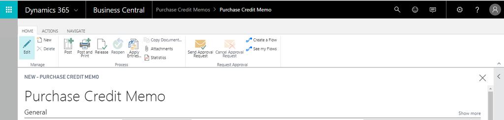 Purchase Credit Memos Purchase credit memos are used to provide a credit back to a vendor on a posted purchase order.