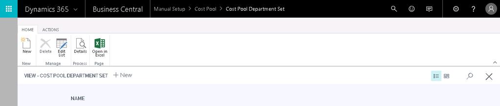 Cost Pool Department Set The cost pool department set assigns a range of departments when defining the pool & base.