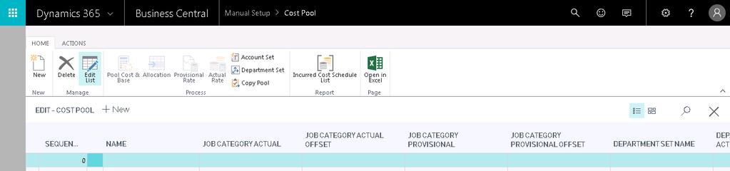 Pool Setups The Cost Pool Setup table is used to define the various cost pools and the sequence for allocating cost. This table also defines which pools will allocate to projects.