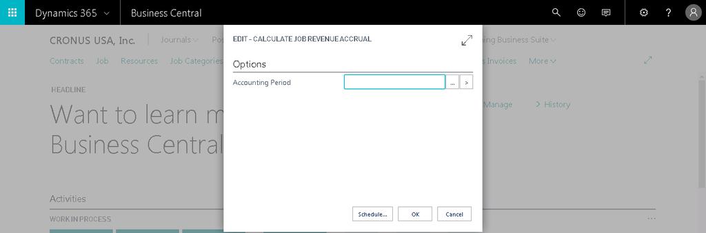 Periodic Activities Calculate Revenue Accrual This function will calculate the revenue accrual and used with the review and post revenue accrual function.