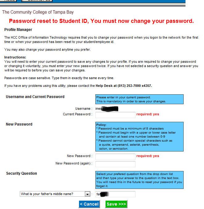 12. Enter your current password which has been reset to your Employee ID.