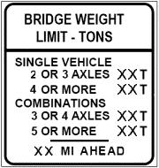 In addition, for bridges that require additional axle restrictions to account for any potential shear failures that could occur from an individual axle loading, sign R12-SC6 shall be placed below the