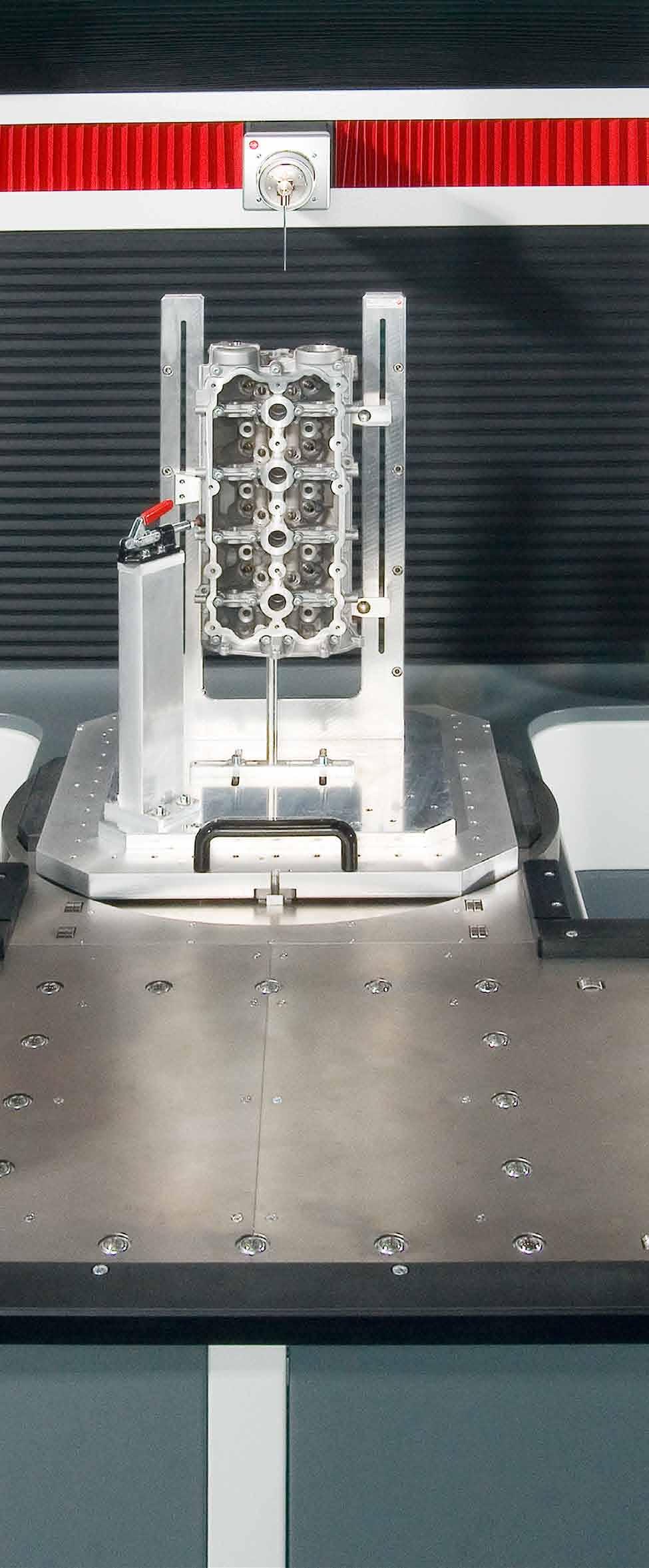 Power CMM for powertrain. Through its unique axes arrangement with horizontal arm and infinitely positionable rotary table, the Leitz SIRIO SX achieves outstanding inspection throughputs.