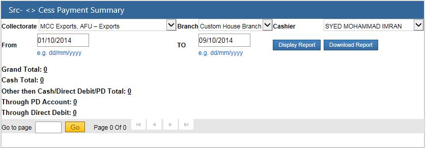 Warehouse Keepers (Bonded Warehouses) Fig-646 Select Collectorate Select Branch from the drop down list by clicking button.