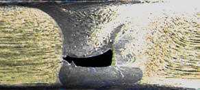 8 Inverted trapezoidal Tunnel defect in bottom portion of weld on advancing side Poor Excess upward flow of the plasticized metal caused by threads due to additional axial force 7 8.4 6.3 6.1 5.