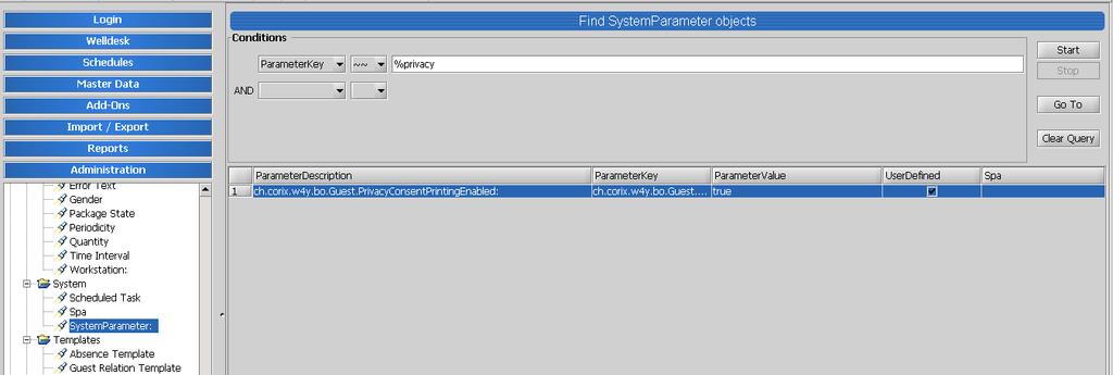 Required setup: Administration/ System/ System parameter ch.corix.