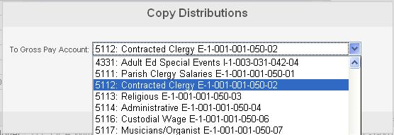 After you copy account distributions, you may edit liability and expense account settings for individual line items as needed. 1.